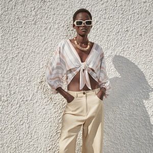 ZARA Linen Blend Crop Top